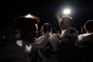 Fulton celebrates defeating West on Thursday, Oct. 18, 2018, at West.